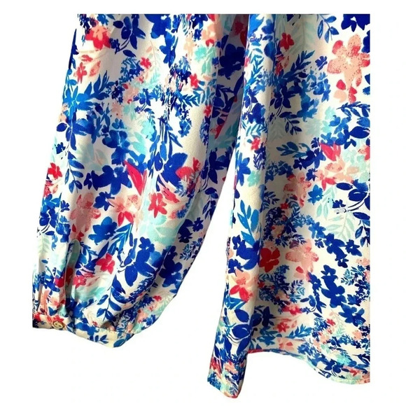 TALBOTS | Ruffle Trim Popover - Leafy Garden Blouse Size XL (NWOT) - Picture 5 of 9